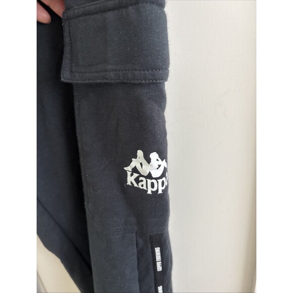 Kappa Men’s Sweatpants Jogger Pant Slim Fit Side Logo Cargo Pockets Black Size M - Picture 5 of 12